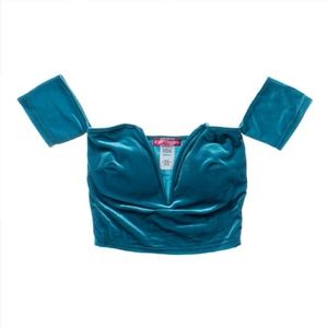 .Off Shoulder Top Turquoise Small